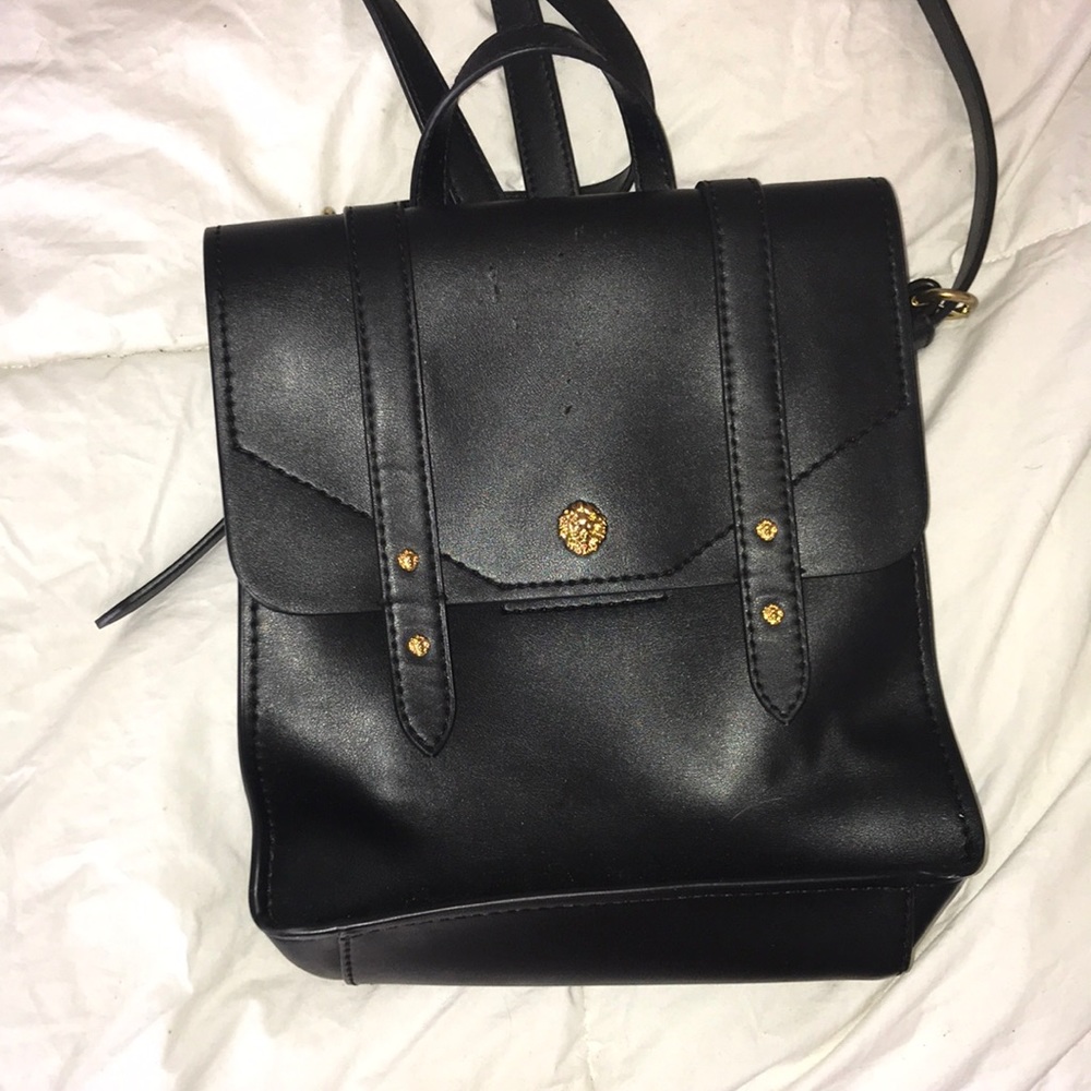 black leather backpack